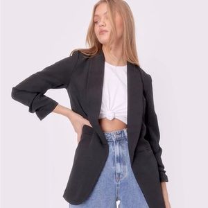 Ruched sleeve longline Blazer